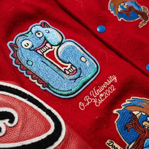 Red Color Casual <b>Long</b> Sleeve Single Button Wool & PU <b>Leather</b> Eco-Friendly Breathable Baseball Varsity <b>Jackets</b> - Product Image 6