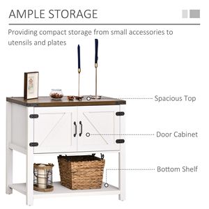 "Living Room <b>Cabinet</b> 2-Door Free Standing <b>Storage</b> with Bottom Shelf <b>White</b>" - Product Image 4