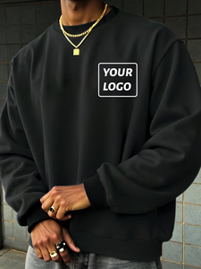 Plus Size Men'S Loose Solid Front Sweatshirt Winter Style Halloween Christmas Pattern/Text Customization | Business | <b>Wedding</b> - Product Image 2