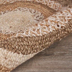 Alfombra Redonda de Yute con Patrón de Medallón Trenzado, Estilo Bohemio, Base de Goma Antideslizante para Sala de Estar, Limpieza Localizada - Product Image 4