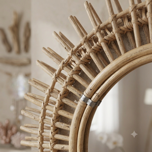 100% Handmade Sunburst Round Rattan Wall <b>Mirror</b> Decorative Boho Woven <b>Hanging</b> <b>Mirrors</b> For Home Hotel Living Room Decor Wholesale - Product Image 6