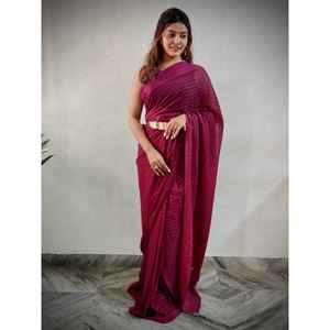 Sari vert prêt-à-porter non cousu RV Creation avec doublure en Zari tissé tendance, robes élégantes - Product Image 5