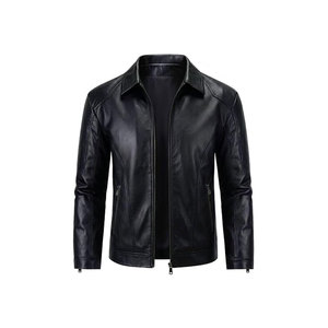 Men's Brown Genuine Leather Moto <b>Jacket</b> <b>With</b> <b>Zipper</b> Closure And <b>Pockets</b> Regular Fit Autumn Style - Product Image 5