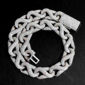 Collar de Cadena de Eslabones con Corte Brillante de Plata 925 Plateada Unisex Evanex Diamond, Estilo Hiphop, para Aniversario, Uso Diario, Micro - Product Image 4
