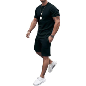 Conjunto a juego para hombre, fabricante de camisetas de algodón y pantalones cortos cargo, conjunto de 2 piezas para verano, OEM, ODM, al por mayor - Product Image 1