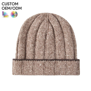 Mens cuffed beanie <b>hat</b> cotton classic knit style custom logo OEM ODM support for private label production - Product Image 6