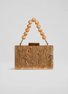 Sac à main personnalisé en résine ILAHI fait main avec chaîne, motif à carreaux imprimé en sérigraphie, noir - Product Image 2