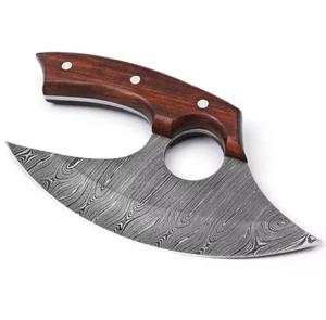 Couteau à pizza artisanal en acier Damas, idéal pour les hôtels, avec manche en bois personnalisé et étui en cuir, fabrication artisanale en acier, International - Product Image 3