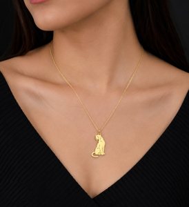 925 Sterling <b>Silver</b> Rhodium/Gold Plated Christian Minimalist Panther <b>Charm</b> Pendant Necklace Unisex Everyday Wear Fine Gift Him - Product Image 2