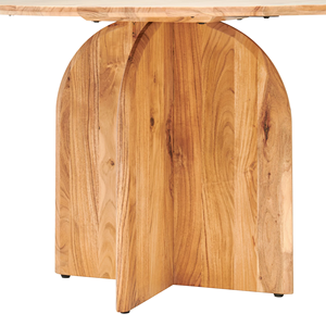 Table à manger en bois d'acacia, base ronde, style moderne, finition naturelle, bois indien, pour la maison, la cuisine, la ferme, l'hôtel - Product Image 4