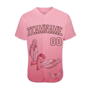 Camiseta de Béisbol Rosa Personalizada para Mujer con Alas de Conciencia sobre el Cáncer de Mama, Estampado Sublimado, Cuello en V, Ajustada, Manga Corta, Ropa para Adultos - Product Image 3