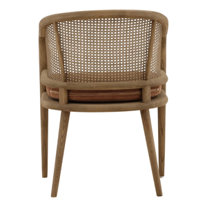 Chaise de salle à manger moderne en bois rembourrée avec dossier en rotin et assise en tissu pour la décoration intérieure - Product Image 5