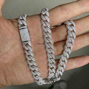 Collier chaîne cubaine en moissanite VVS plaqué rhodium, taille brillant rond, micro-pavé, style hip-hop, pour usage quotidien - Product Image 5