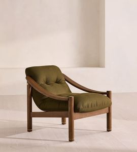 Fauteuil lounge contemporain en teck avec coussin de qualité supérieure pour une vie de villégiature - Product Image 1