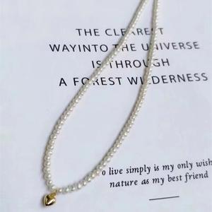 High Quality S925 <b>Silver</b> <b>Heart</b>-Shape Pendant Baby Freshwater Pearl <b>Necklace</b> with Simple Luxury High Visibility - Product Image 4