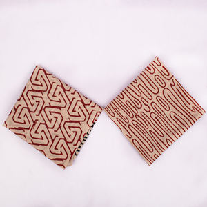 Ensemble de 2 bandanas en coton imprimés à la main, style Bagru indien, bohème, écologique, respirant, utilisable en toutes saisons, pour la tête et le cou - Product Image 1