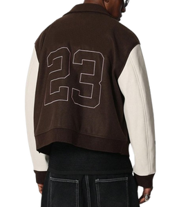 แจ็คเก็ตเบสบอลวูลวาร์ซิตี้คุณภาพสูงพร้อมโลโก้สั่งทำพิเศษ แขนหนัง แจ็คเก็ตเบสบอลไซส์ใหญ่สำหรับผู้ชาย แจ็คเก็ตวาร์ซิตี้ฤดูหนาว - Product Image 6