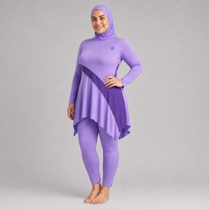 Ensemble Burkini Modeste Couvrant Entièrement la Silhouette pour Femme, Maillot de Bain à Séchage Rapide en Tissu Extensible, Tenue de Plage et Piscine à Manches Longues - Product Image 5