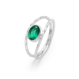 2026 New Designer Natural Green Onyx Oval Shaped Gemstone <b>Rings</b> 925 <b>Sterling</b> <b>Silver</b> Handmade <b>Stacking</b> <b>Ring</b> Factory Price Jewelry - Product Image 1