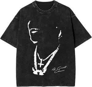 เสื้อยืดโอเวอร์ไซส์ลายกราฟิกสำหรับผู้ชาย สไตล์สตรีทแวร์ คุณภาพสูง ผ้าฝ้าย 100% ทรงบ็อกซี่ วินเทจ ล้างสีแบบแอซิดวอช ขายส่ง - Product Image 1