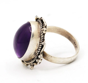 Anillo de Amatista Ovalada Vintage, Joyas Memoria, Plata de Ley 925, Hecho a Mano, Joyería para Bodas y Fiestas, Certificado IGI - Product Image 5