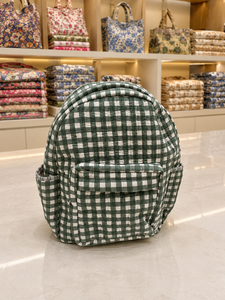 Mochila de Algodón a Cuadros Verde Geométrica Le Souvenirs, 15 Pulgadas, Respaldo Suave, Múltiples Bolsillos, Cierre de Cremallera, Unisex, Ligera - Product Image 2
