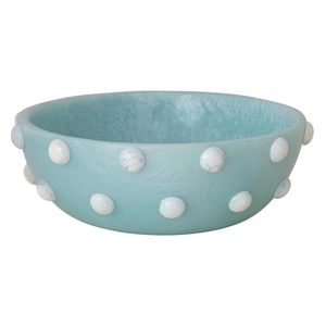 Tazón de Resina Azul Pulido de Lujo Moderno Faiza Craft con Diseño de Puntos Blancos y Base, Ligero, para Servir Ensaladas y Comida en Fiestas - Product Image 3