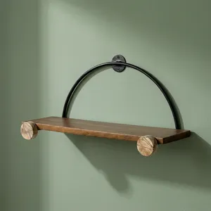 <b>Wall</b> Mounted Metal Wood <b>Shelf</b> Decorative <b>Floating</b> Storage Rack Display <b>Shelf</b> for Home Entryway - Product Image 2