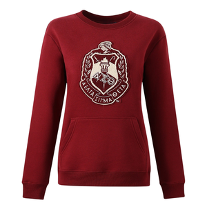 Sweat-shirt personnalisé DST Sorority pour femme, avec écusson chenille brodé, logo bouclier, col rond et poche, vêtement grec - Product Image 1