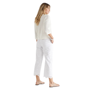 Pull-over blanc en tricot pour femme, manches 3/4, col rond, coupe décontractée, été, viscose/coton, tricoté à la main, motif floral, anti-rétrécissement - Product Image 2