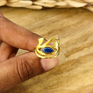 Unique Design <b>Lapis</b> <b>Lazuli</b> <b>Ring</b> Boho Brass Jewelry for Women 18k Gold Plated Egyptian Eye Statement <b>Ring</b> for Wholesale/OEM/ODM - Product Image 3