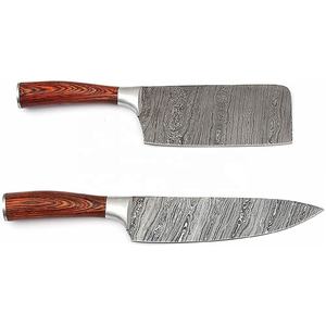 8 Piece Damascus steel <b>knife</b> <b>set</b> Handmade wood handle <b>knives</b> <b>Sharp</b> straight edge blades 6-7.9in carbon steel <b>knives</b> - Product Image 4