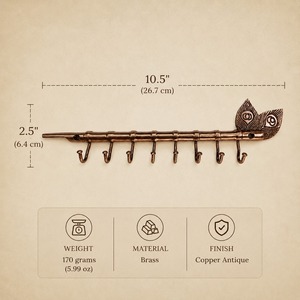 SHUBHAM Modern Rectangle Decorative <b>Wall</b> <b>Mounted</b> Key Hook <b>Rack</b> Bronze Finish Metal <b>Coat</b> Hanger Organizer for Entryway Bathroom - Product Image 6