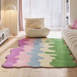 Tappeto in misto poliestere di alta qualità con motivo astratto, morbido effetto velluto, tappetini colorati per bambini per soggiorno e camera da letto - Product Image 6