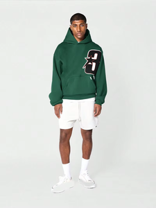 Sweat à capuche pour homme en coton mélangé avec broderie chenille et patchwork personnalisé, coupe classique, prix de gros pour la saison hivernale - Product Image 2