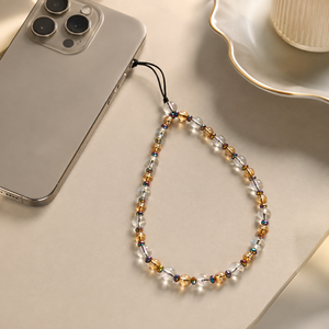 Handmade Crystal Beaded Waterproof Trendy <b>Phone</b> Charm Strap Clear Amber Beads <b>Mobile</b> Wrist <b>Lanyard</b> Fashion <b>Phone</b> Accessory - Product Image 1
