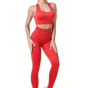 ชุดโยคะสองชิ้นรุ่นล่าสุด ชุดออกกำลังกายระบายอากาศได้ดี บอดี้สูทขายส่ง คุณภาพสูง ชุดโยคะไร้ตะเข็บ - Product Image 1