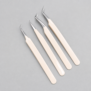 Pince à épiler personnalisée en acier inoxydable, lot de 5 outils à pointe inclinée pour volume, durable et écologique - Product Image 3