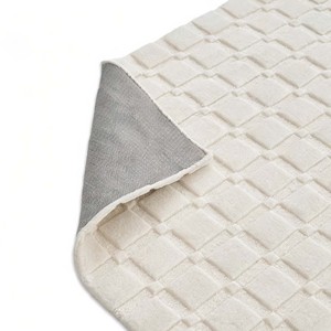 Alfombra Geométrica Blanca, Alfombra Moderna Hecha a Mano, Alfombra de Lana Texturizada, Decoración de Piso para Sala de Estar y Dormitorio, Alfombra de Lujo Contemporánea - Product Image 4