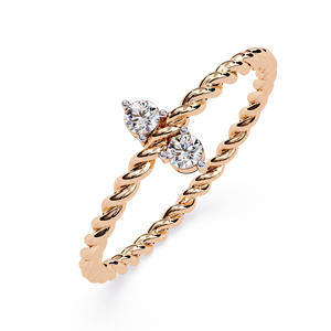 Anillo de oro macizo de 14k para mujer con diamantes de corte redondo en espiral, clásico y minimalista, ideal para regalo, aniversario o boda. - Product Image 5