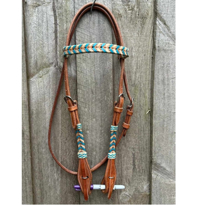 Têtière à nœuds personnalisée en cuir véritable pour cheval, style western – Meilleure vente - Product Image 3