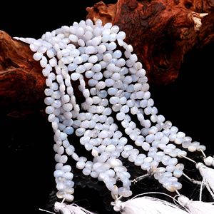 Perles facettées en agate bleue naturelle AAA, forme poire, 5x7mm, perles de pierre précieuse en agate bleue, brin de 6 pouces, prix de gros en vrac - Product Image 2