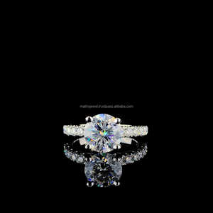 925 Sterling <b>Silver</b> Vintage Style Constellation Design <b>Solitaire</b> <b>Ring</b> 3 Ct Brilliant Cut Moissanite Engagement Women's Rhodium - Product Image 2