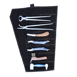 Farrier Tools Kit with Hoof Nipper Alligator <b>Nail</b> Clincher Black Hoof Knife Brass End Loop Dual Side Blade Buffer and <b>Brush</b> - Product Image 6