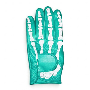 Guante de Golf SAAR INDUSTRIES SI-N-G-G-08 de Piel Genuina de Cabretta Suave con Estampado de Esqueleto Verde Menta, para Mano Derecha, Unisex, Antideslizante, con Gancho - Product Image 1