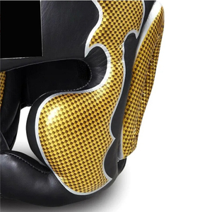 Custom Logo Professional Boxing Head Guard Gold Carbon Fiber Pattern Sparring Helmet for MMA - Product Image 4