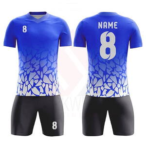 Conjunto de Camiseta de Fútbol para Hombre, Diseño Degradado Azul con Patrón de Hojas, Manga Corta, Cuello en V, Absorbe la Humedad, Ajuste Atlético, para Todas las Temporadas - Product Image 6