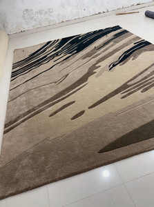 Alfombra Moderna de Lana con Diseño de Ondas, Hecha a Mano, Ecológica, Antideslizante, para Sala de Estar, Niños, Adultos, Uso Comercial y de Oración - Product Image 3