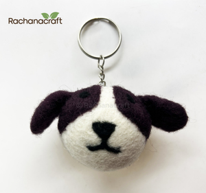 Handcrafted Needle Felted Dog Keychain Eco-Friendly Wool felted Animal <b>Bag</b> <b>Charm</b> Custom Miniature Pet keyring Sustainable gifts - Product Image 1