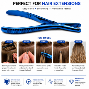 Pinzas de Acero Inoxidable Azules para Extensiones de Cabello, Herramienta de Instalación y Remoción de MANAN INSTRUMENTS - Product Image 5